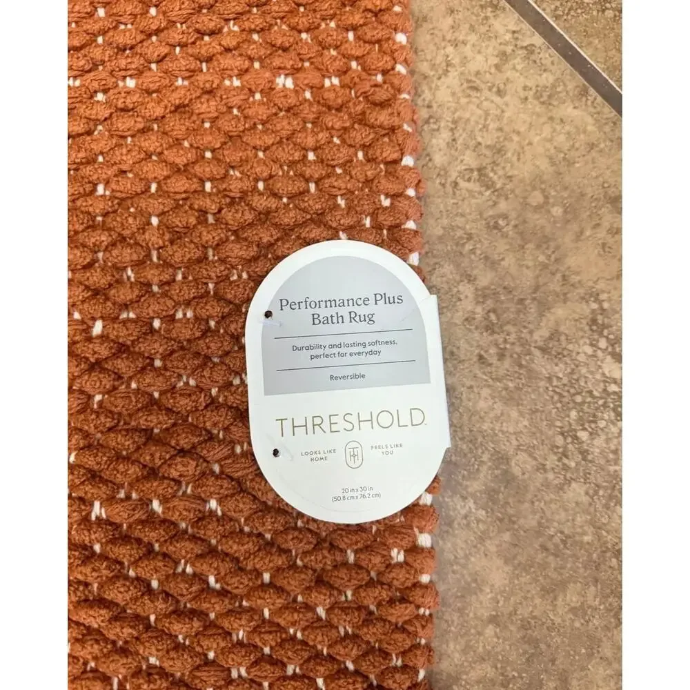 Threshold Performance Plus Bath Rug 20x30 Brown Textured Cotton Reversible